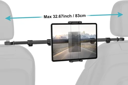 Vista 7 de Soporte para tableta para reposacabezas de automóvil, brazo elástico de 32.67 pulgadas, soporte de tableta entre el asiento para automóvil, soporte