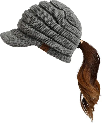 C.C Hatsandscarf Exclusives - Sombrero de punto acanalado con ala para mujeres (YJ-131) (YJ-2023)