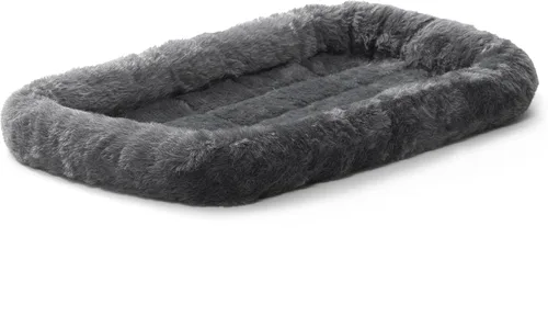Vista 24 de MidWest Homes for Pets QuietTime Cama para Perros – Borde de Piel Sintética Gris, Ultra-Suave y Lavable a Máquina, Se Adapta a Jaulas