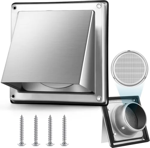 Vista 9 de Gisafai Cubierta de Ventilación de Secadora de 4 Pulgadas para Exteriores con Pantalla de Acero Inoxidable, Cubierta de Ventilación de Escape