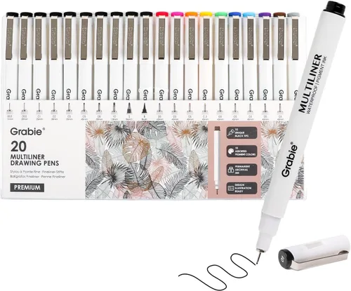 Vista 11 de Grabie Bolígrafos Micro Fineliner, 6 bolígrafos de dibujo impermeables 6-negro