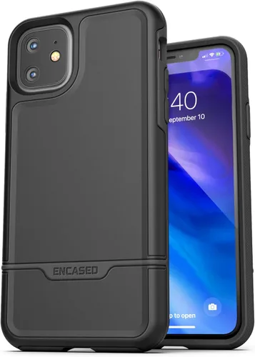 Vista 6 de ENCASED Funda para cinturón con clip para iPhone 11 (2019 Rebel Armor) Funda protectora resistente de cuerpo completo con soporte (Negro)