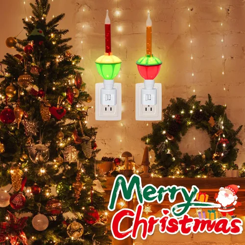 Vista 2 de Luces nocturnas de burbujas de Navidad enchufables a la pared, 1 luz nocturna de Navidad de burbujas multicolor + 1 bombilla de repuesto