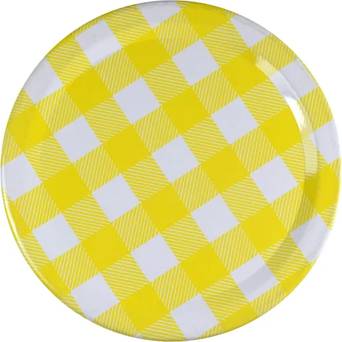 Vista 2 de Sunshine Mason Co - Tapas para tarros de una pieza, 6 piezas, color amarillo a cuadros
