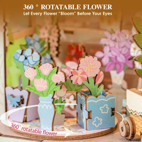 Vista 7 de MOMIBOOK Kit de rincón de libro, 153 piezas, kit de casa de muñecas en miniatura para adultos, rompecabezas de madera 3D, decoración de estantería