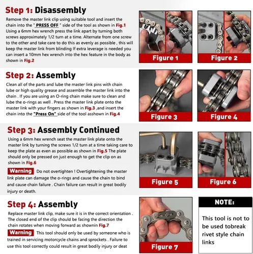 Vista 6 de BARTOO Master Link Herramienta de prensa para 520 525 530 Herramienta de prensado de cadena de motocicleta, herramienta de alineación de acero