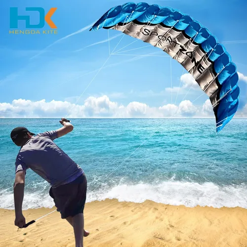 Vista 7 de HENGDA KITE 2.5m Dual Line Stunt Parafoil Kites Soft Stunt Kite for Beach Blue with Flying Tool