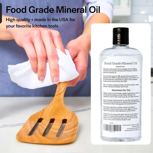 Vista 6 de Thirteen Chefs Aceite mineral – Acondicionador de grado alimenticio de 8 onzas para tabla de cortar madera, encimera y bloque de carnicero