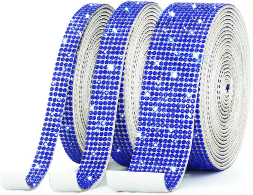Vista 8 de 3 rollos de 8 m de cinta autoadhesiva de diamantes de imitación con cristal - Rollo de envoltura de pegatinas de diamantes brillantes DIY