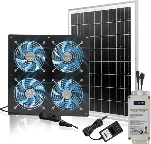 Vista 12 de HNRLOY Ventilador de escape solar, panel solar de 25 W con kit de 3 ventiladores de ventilación, ventilador alimentado por energía solar