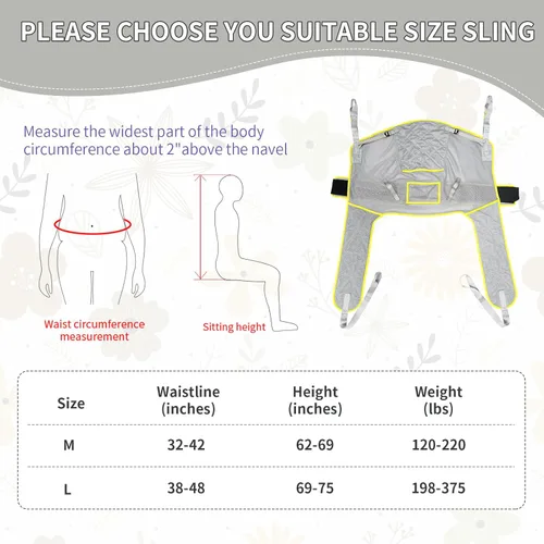 Vista 2 de EZ Assistive Higiene universal Sling Asistencia al paciente Sling para un paciente traslado y aseo con la ayuda de un polipasto de paciente (grande)