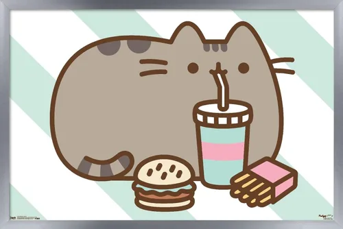 Vista 11 de Trends International Pusheen - Póster de pared de alimentos, 14.725 x 22.375 pulgadas, versión enmarcada de madera de granero