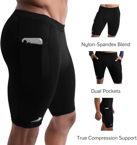 Vista 3 de CompressionZ Pantalones cortos de compresión para hombre, ropa interior deportiva de compresión de elastano
