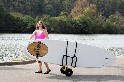 Vista 6 de Suspenz Carrito de transporte doble SUP con ruedas sin aire, transportador/carrito para 2 tablas de remo de pie y tablas de surf, amarillo (22-9934)