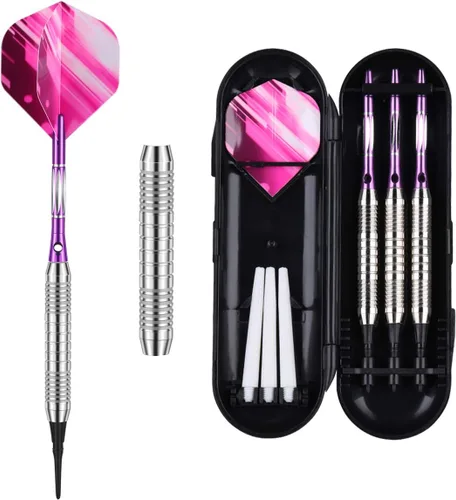 Vista 5 de Juego de puntas de plástico para dardos – 0.63 oz 0.74 oz colorido arco iris punta suave dardos 50 juntas tóricas antisueltas 6 ejes