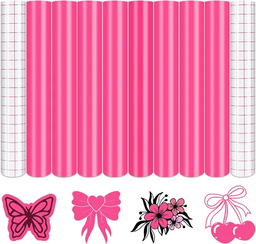 Vista 10 de Tintnut Vinilo permanente rosa – 8 hojas de vinilo adhesivo permanente de amaranto de 12 x 10 pulgadas, autoadhesivo rosa a prueba de agua