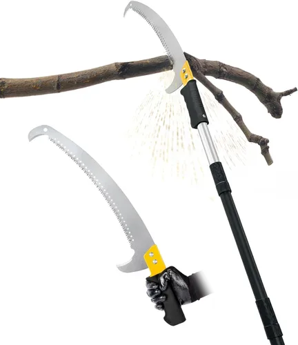 Sierra de Poste de 8.5 Pies con Longitud Ajustable para Poda de Árboles, Sierra de Poda Manual Ligera con Hoja de Acero Mn, Cortador de Ramas de