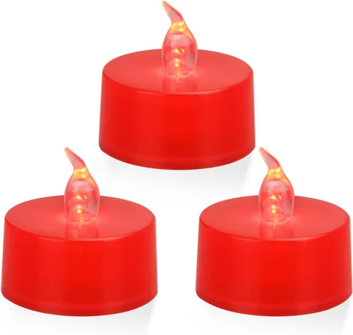 Vista 7 de KOABY Paquete de 12 luces de té sin llama de luz amarilla cálida que no parpadean, base negra, duran más de 100 horas, velas de té a