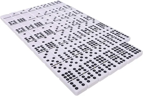 Vista 6 de Silverman & Co. Juego de dominó blanco grande Double 9 - Funda verde