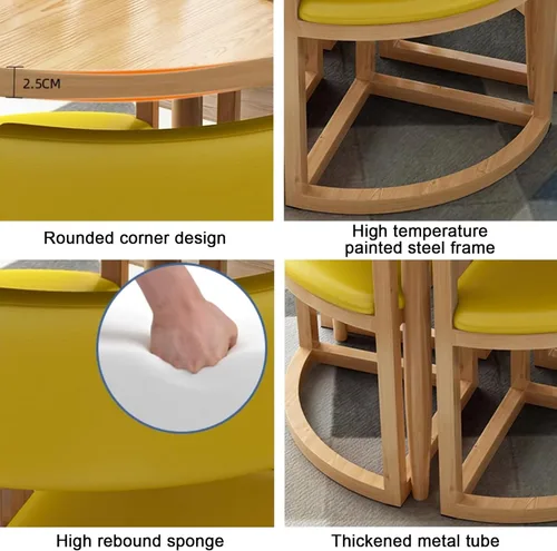 Vista 6 de YVYKFZD Juego de mesa de comedor redonda, juego de mesa y silla para sala de recepción de oficina, mesa de conferencia de café simple, mesa