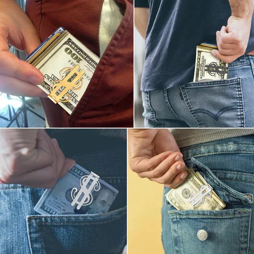 Vista 2 de ChainsPro Men Personalized Money Clip 316L Stainless SteelGold PlatedBlack for Fathers DayXmas Gift-Send Gift Box