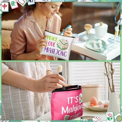 Vista 5 de 16 bolsas de maquillaje Mahjong para regalo de mujer, estilos 2