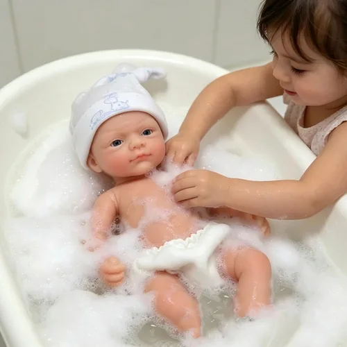 Vista 8 de Mire & Mire Muñeca de bebé niño recién nacido de 11 cm de silicona de cuerpo completo, micro prematuro de 4.5", muñeca mini realista renacida