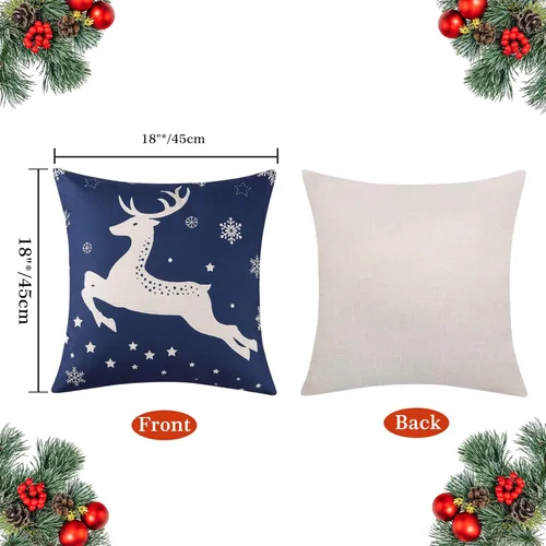 Vista 7 de CAROMIO Juego de 4 fundas de almohada decorativas de Navidad de 18 x 18 pulgadas, fundas de almohada para decoración de casa de campo para el hogar