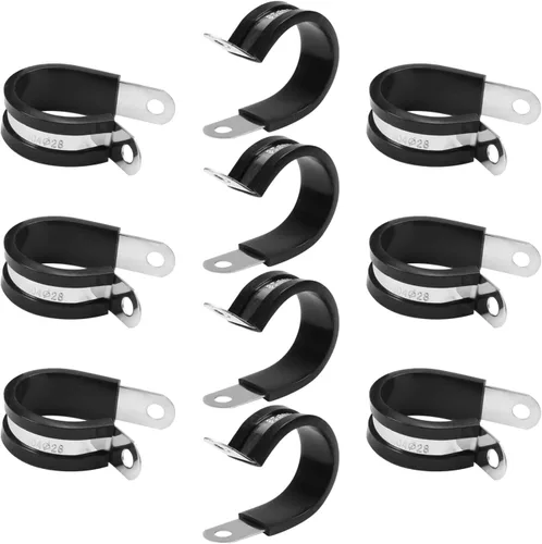 Vista 34 de MroMax Abrazadera de cable de 0.236 in de diámetro EDPM Abrazadera aislada acolchada de goma 304 Abrazadera de tubería de acero inoxidable 0.24 "R