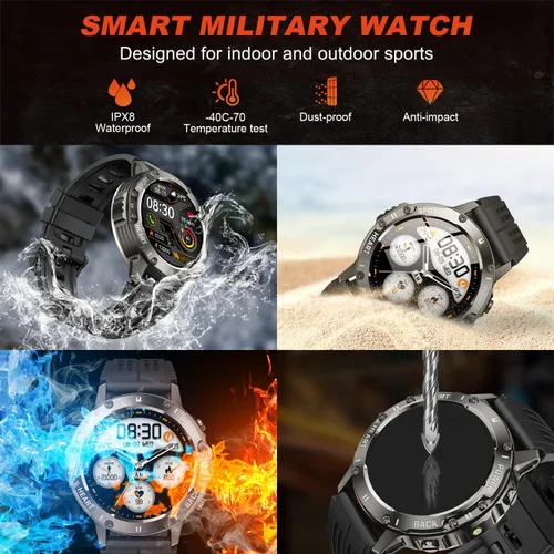 Vista 8 de Reloj inteligente para hombre, rastreador de actividad física: Bluetooth resistente al agua, responder llamada, relojes digitales para hombre, reloj