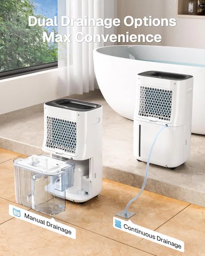 Vista 6 de Deshumidificador de 4500 pies cuadrados para sótano y habitaciones grandes con un máximo de 80 pintas/día con manguera de drenaje, control