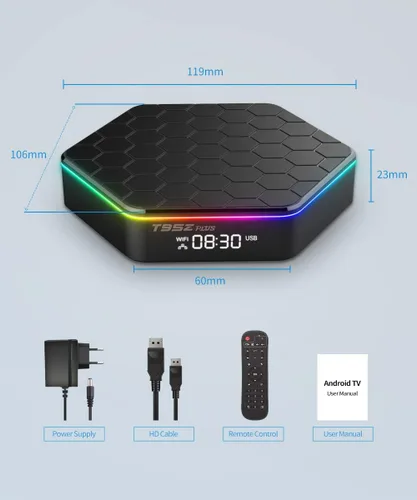 Vista 8 de Caja de TV Android T95Z, 2026 Android 12.0 TV Box con 4 GB de RAM 32 GB ROM Quad-Core Cortex-A53 CPU, 2.4 GHz/5 GHz banda dual WiFi6 6K Ultra HD
