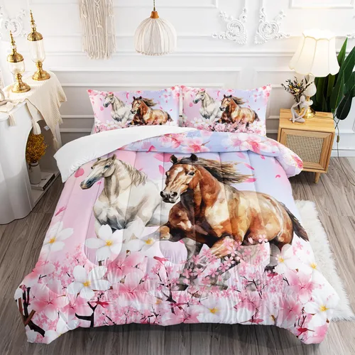 Vista 18 de Juego de edredón de dinosaurio de dibujos animados y arco iris, juego de ropa de cama de 3 piezas de dinosaurio Kawaii para todas las estaciones