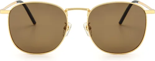 Veda Tinda Vision Gafas de sol polarizadas cuadradas redondas para hombre, retro, clásicas, montura dorada, lentes marrones, protección UV400,