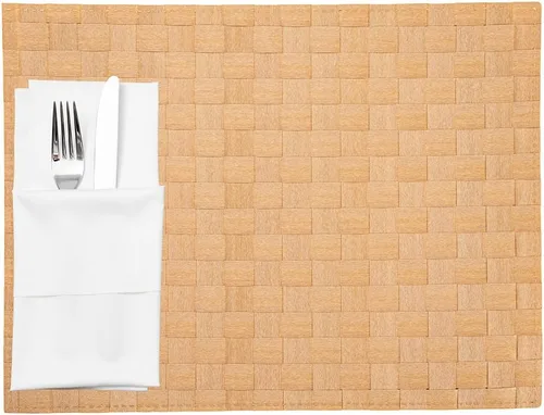 Vista 12 de Restaurantware Juego de 6 manteles individuales rectangulares para mesa de comedor de 16 x 12 pulgadas, a rayas, fáciles de limpiar, de plástico Con