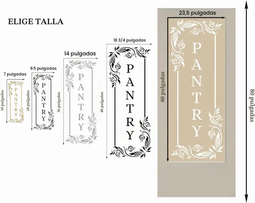 Vista 2 de Calcomanía vertical para despensa, mural con patrón de flores, letrero de despensa, calcomanía de vinilo para pared, decoración de puerta de cocina
