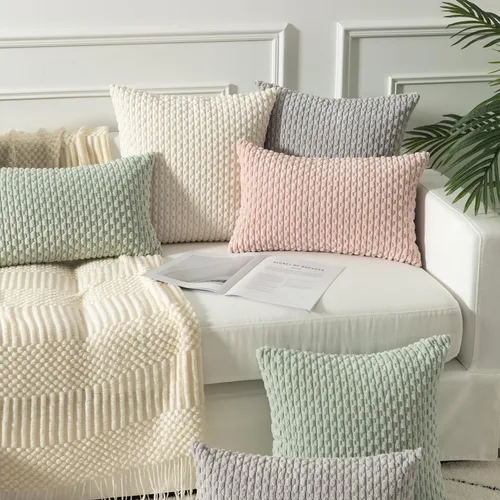 Vista 240 de Kevin Textile - Juego de 2 fundas de almohada decorativas de pana suave, estilo bohemio, a rayas, decoración del hogar para sofá, cama, sofá y sala