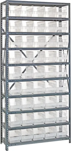 Vista 171 de Quantum QSBU-245BK Heavy Duty Shelving Unit with (7) Shelves and (24) QUS245 Black Bins for Garage Warehouse Storage Distribution 400 lb Load