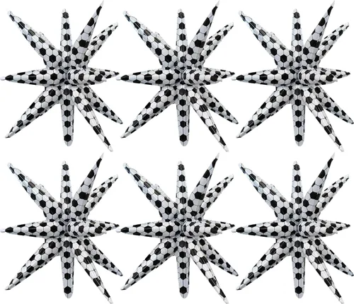 Vista 16 de 6 globos de papel de aluminio de estrella azul de una pieza de 14 puntas con cono de estrella 4D, globo de Mylar de 22 pulgadas, Navidad