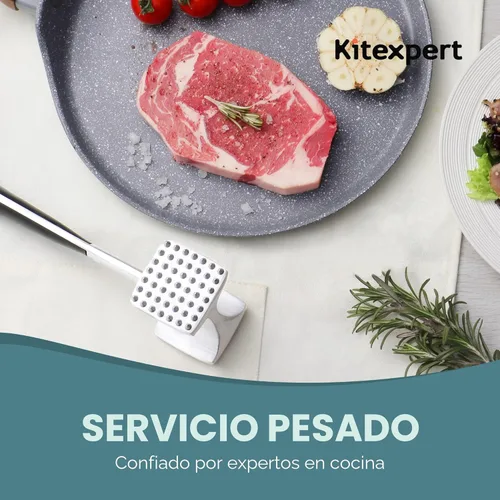 Vista 5 de KITEXPERT Martillo ablandador de carne con mango de agarre cómodo, mazo de doble cara para cocina, resistente para ablandar bistec, carne de res