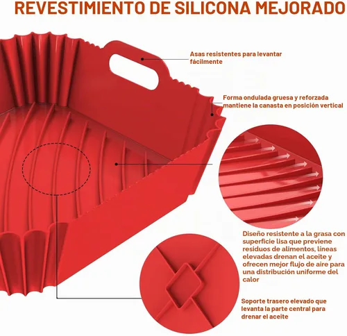 Vista 4 de Paquete de 2 forros de silicona reutilizables para freidora de aire de 7.1 pulgadas, forros cuadrados para freidora de aire de 4 a 7 cuartos de Negro
