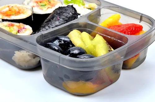 Vista 2 de Youngever Paquete de 7 cajas de almuerzo Bento, recipientes de preparación de comidas, cajas reutilizables de plástico divididas de almacenamiento