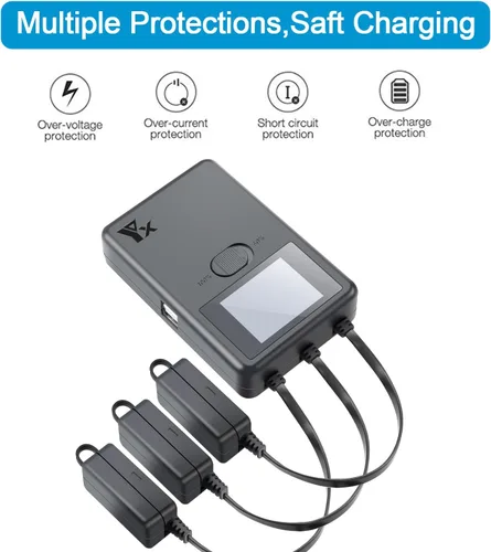 Vista 6 de Hanatora LCD Fast Battery Charger for DJI Mini 3,Mini 3 Pro,Parallel Display Quick Multi Charging Hub Drone Accessories