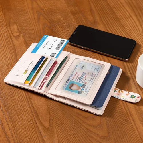 Vista 5 de CoBak Soporte para pasaporte - Guarda pasaportes, tarjetas de crédito, tarjetas de identificación, múltiples bolsillos para almacenamiento.