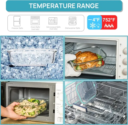 Vista 7 de Vtopmart Paquete de 2 recipientes de vidrio grandes de 76.4 onzas líquidas, almacenamiento de alimentos con tapas, juego de recipientes de alimentos