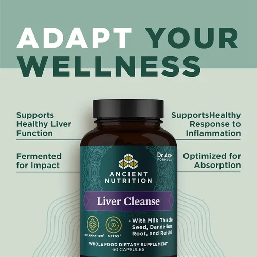 Vista 5 de Ancient Nutrition Suplemento de desintoxicación hepática, limpieza hepática de Ancient Herbals con cardo mariano, raíz de diente de león y reishi