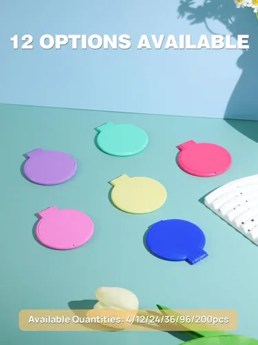 Vista 4 de Qislee Espejo compacto a granel, mini espejos plegables de bolsillo para bolso, 12 paquetes (6 colores)