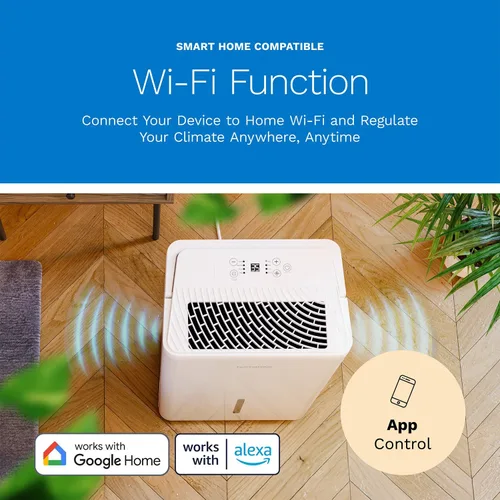 Vista 8 de hOmeLabs Deshumidificador: control avanzado de humedad y humedad, silencioso, eficiente, apagado automático, ideal para el hogar, sótano, oficina