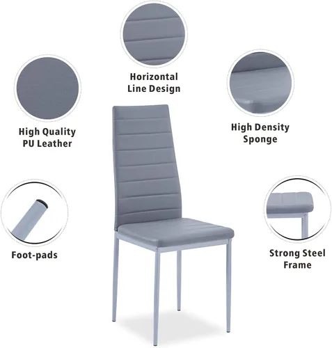 Vista 5 de Juego de mesa y silla de comedor de 5 piezas, juego de mesa de comedor para 4 mesas de cocina con 4 sillas, mesa rectangular de cristal con 4 sillas