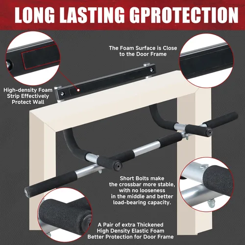 Vista 3 de leikefitness Pull-Up Bar For Door Frame Adjustable Portable Upper Body Fitness Workout For Home Gyms